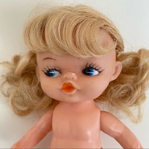 Vintage 1966 Dakin Dream Doll 6.5” Blonde Hair Big Blue Eyes